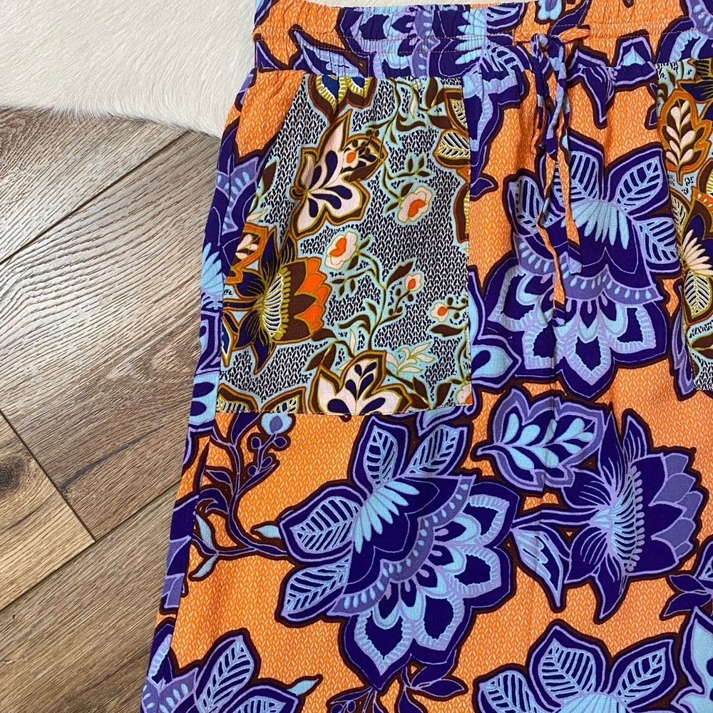 Loft colorful floral paisley print mini skirt w/ pockets - Picture 4 of 7